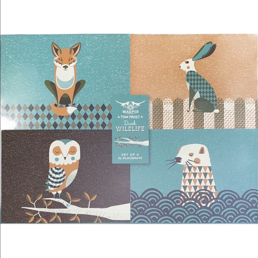 Magpie Dusk Wildlife Placemats -Set of 4 Tom Frost